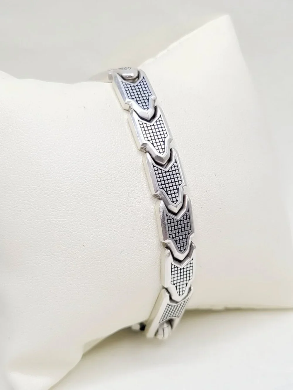 David Yurman Waves ID Link Bracelet w/ Pavé Black Diamonds - 9mm - Size Medium